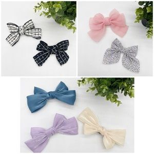 Womens Large Bow Hair Clips French Barettes Set of 7 handmade
